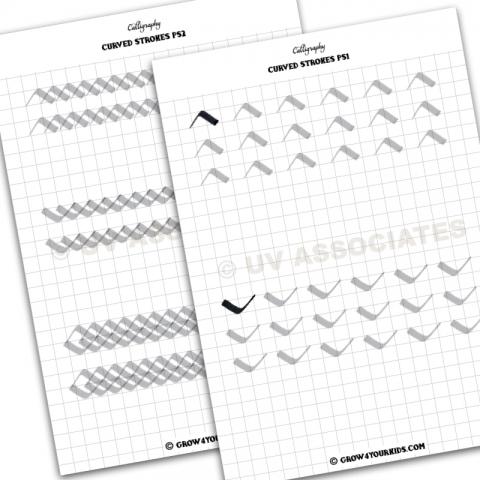 These will inspire your kids to write beautifully Curved Strokes Calligraphy for Kids Worksheets